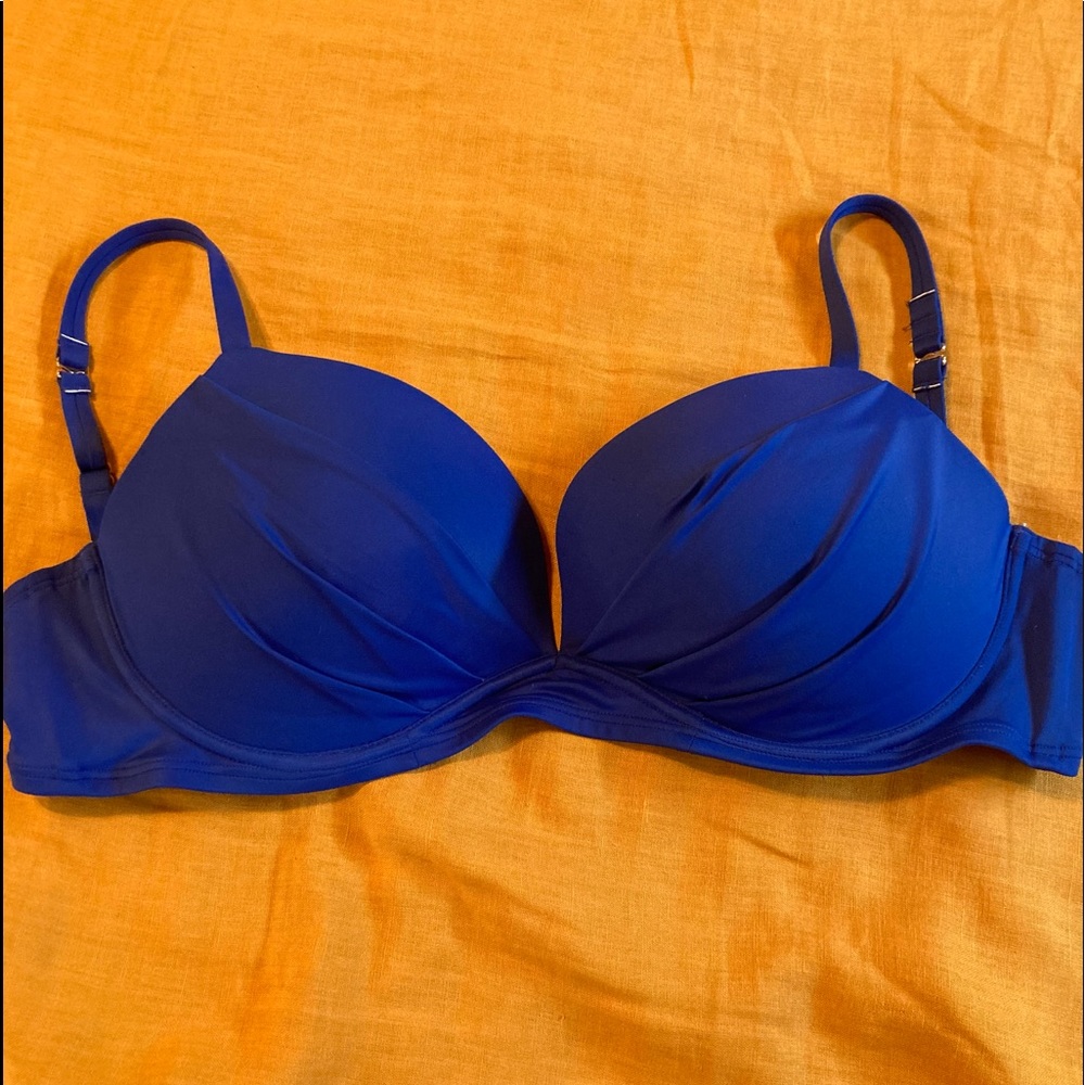 Victoria Secret Blue Underwire Bikini Top Sz 36DDD
